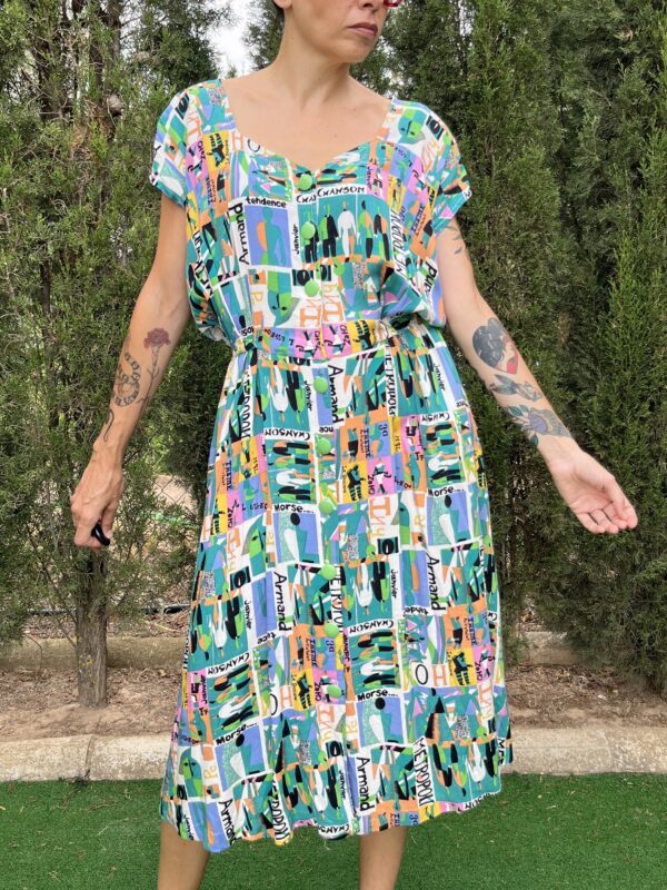 Vestido midi camisero estampado años 80