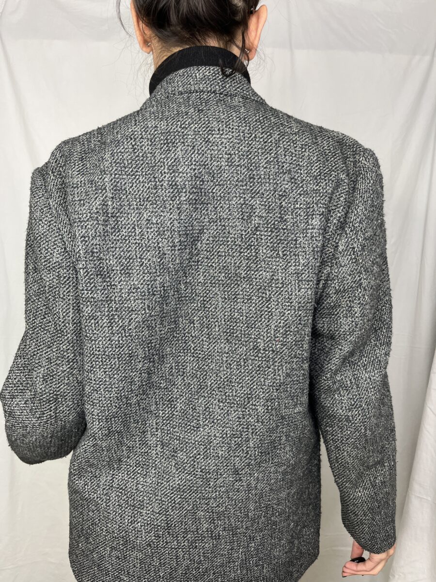 Blazer Vintage espigada 100% Lana Virgen en Gris - Imagen 7