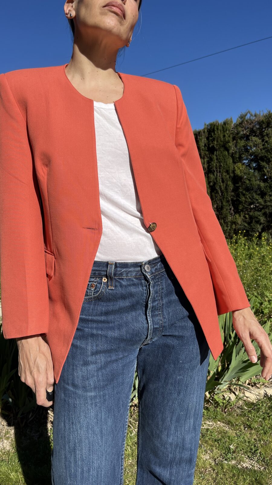 Blazer Vintage Años 80 en Coral Fabricada en Madrid