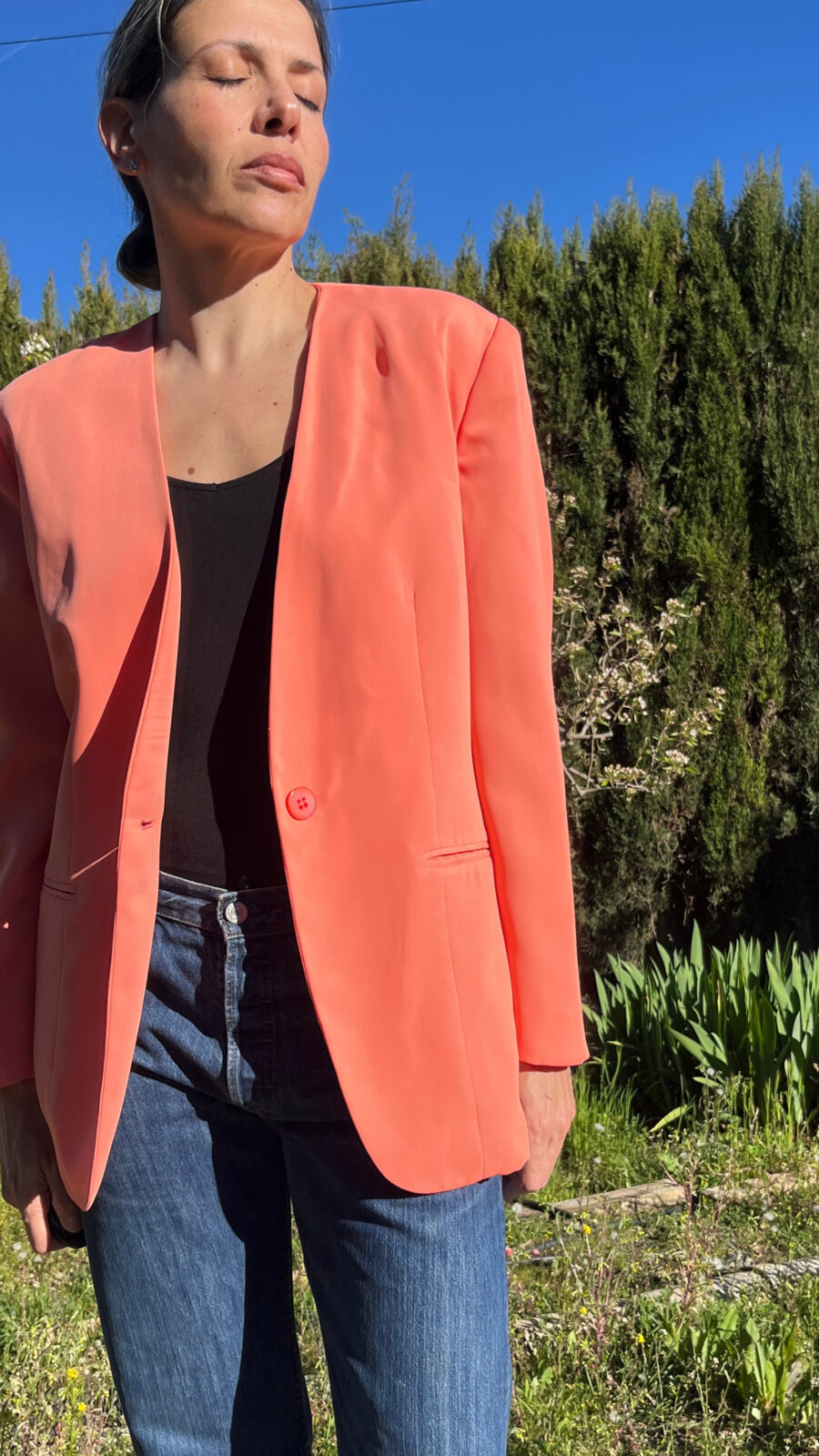 Blazer Vintage Coral Hecha a Mano - Imagen 8