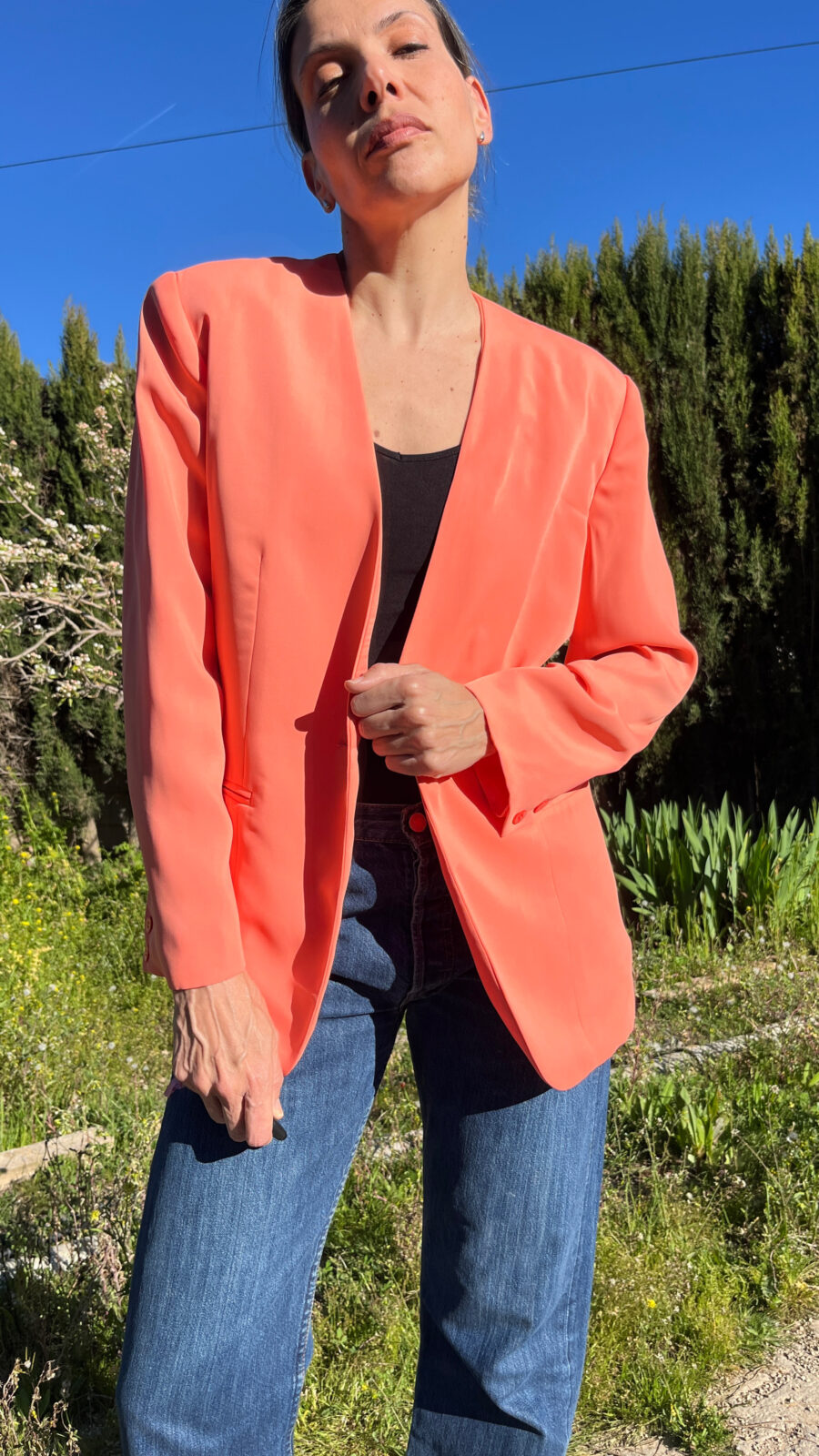 Blazer Vintage Coral Hecha a Mano - Imagen 4