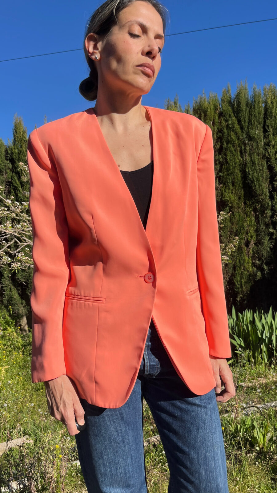 Blazer Vintage Coral Hecha a Mano - Imagen 6