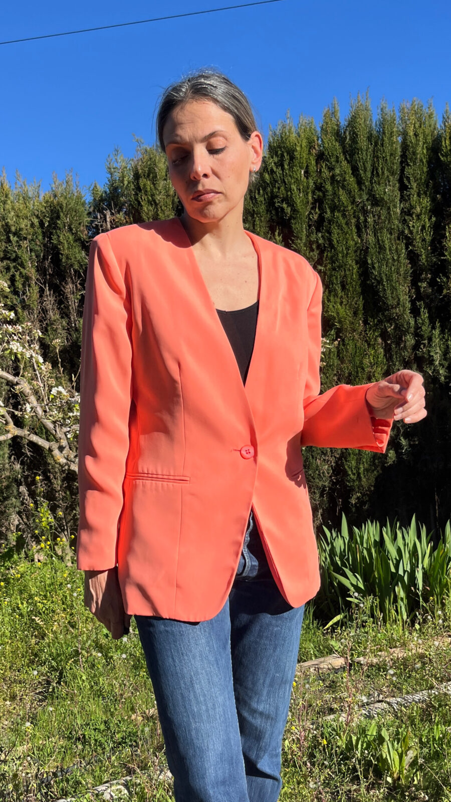 Blazer Vintage Coral Hecha a Mano - Imagen 3