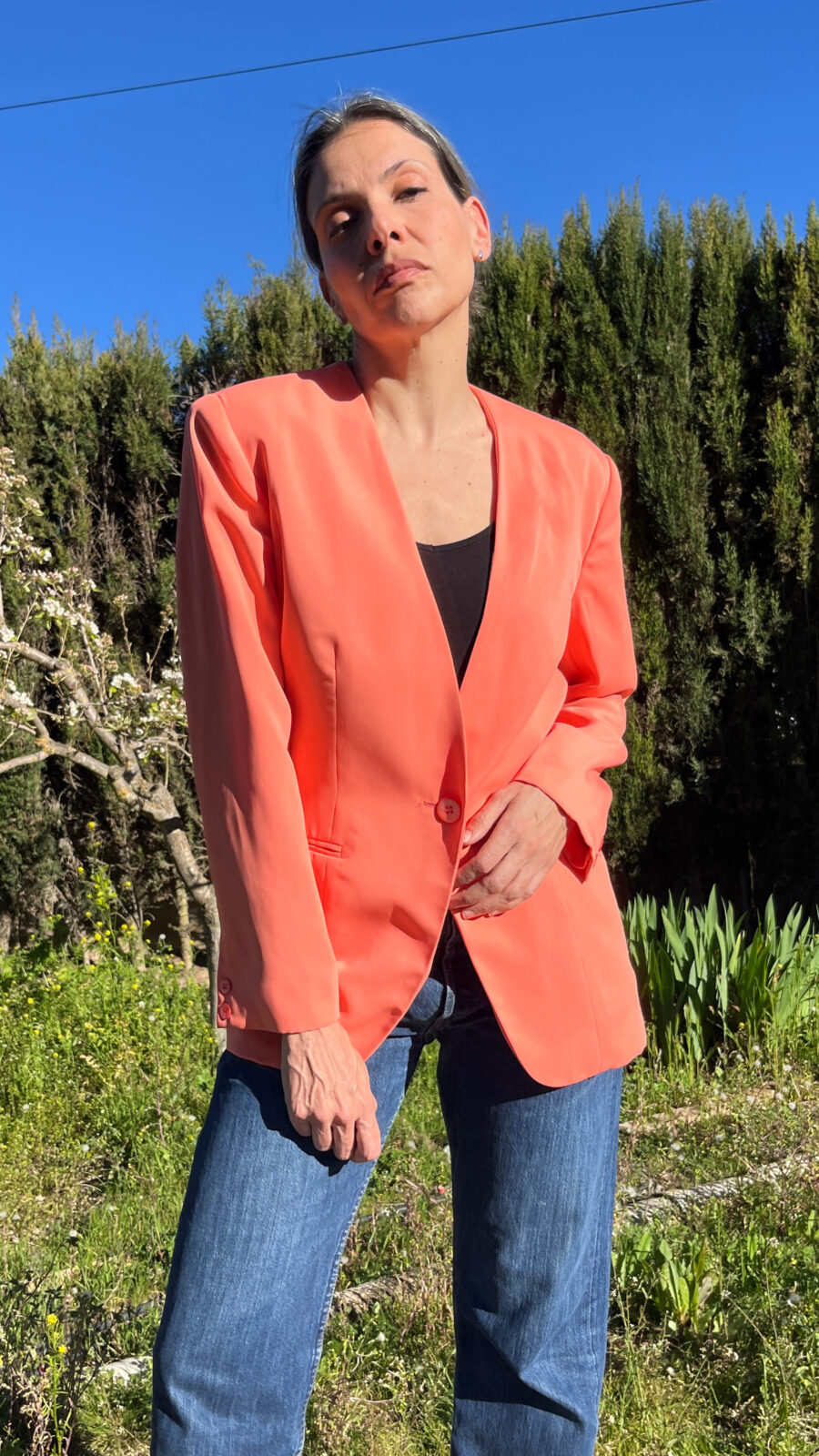 Blazer Vintage Coral Hecha a Mano