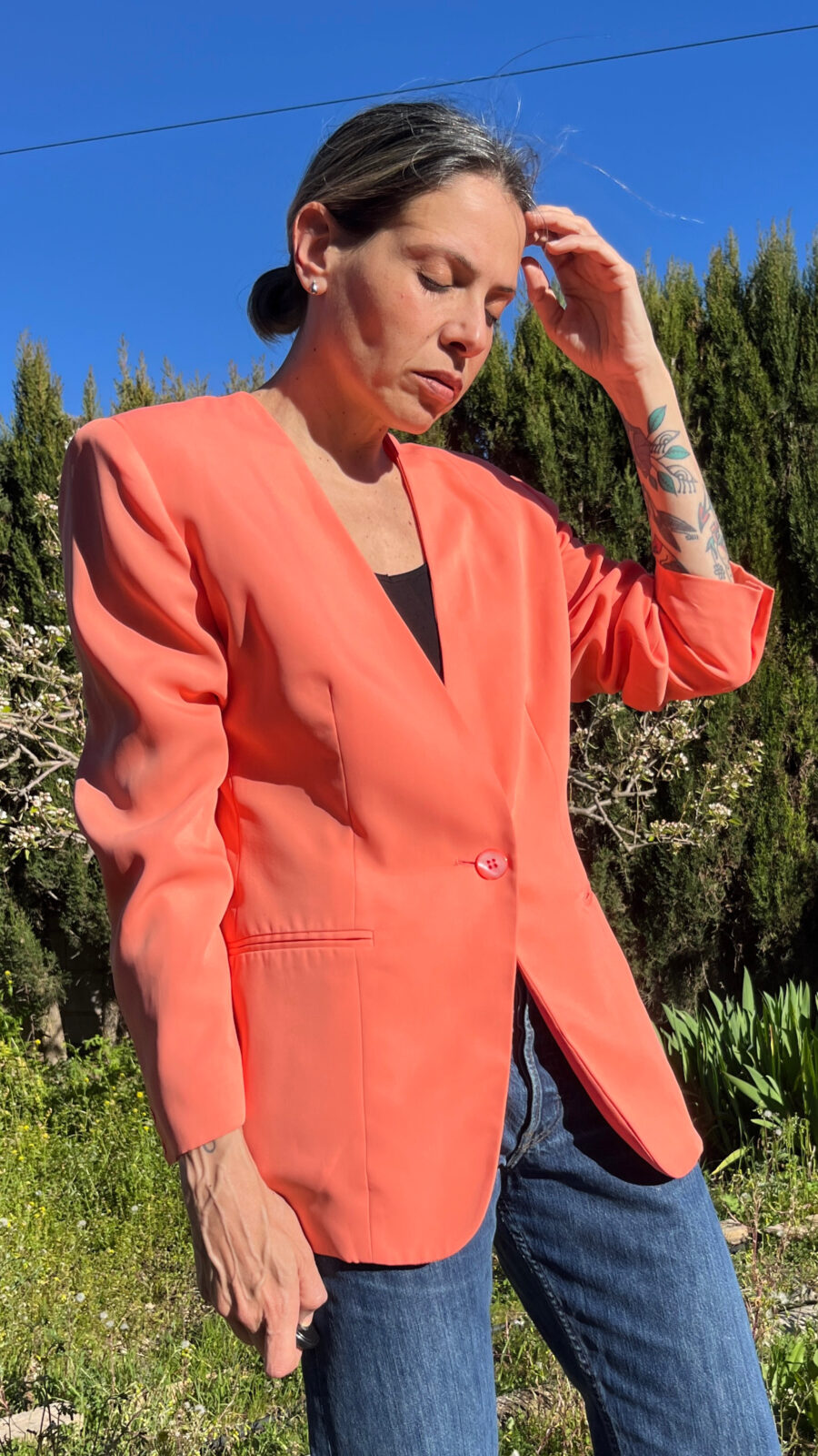 Blazer Vintage Coral Hecha a Mano - Imagen 2