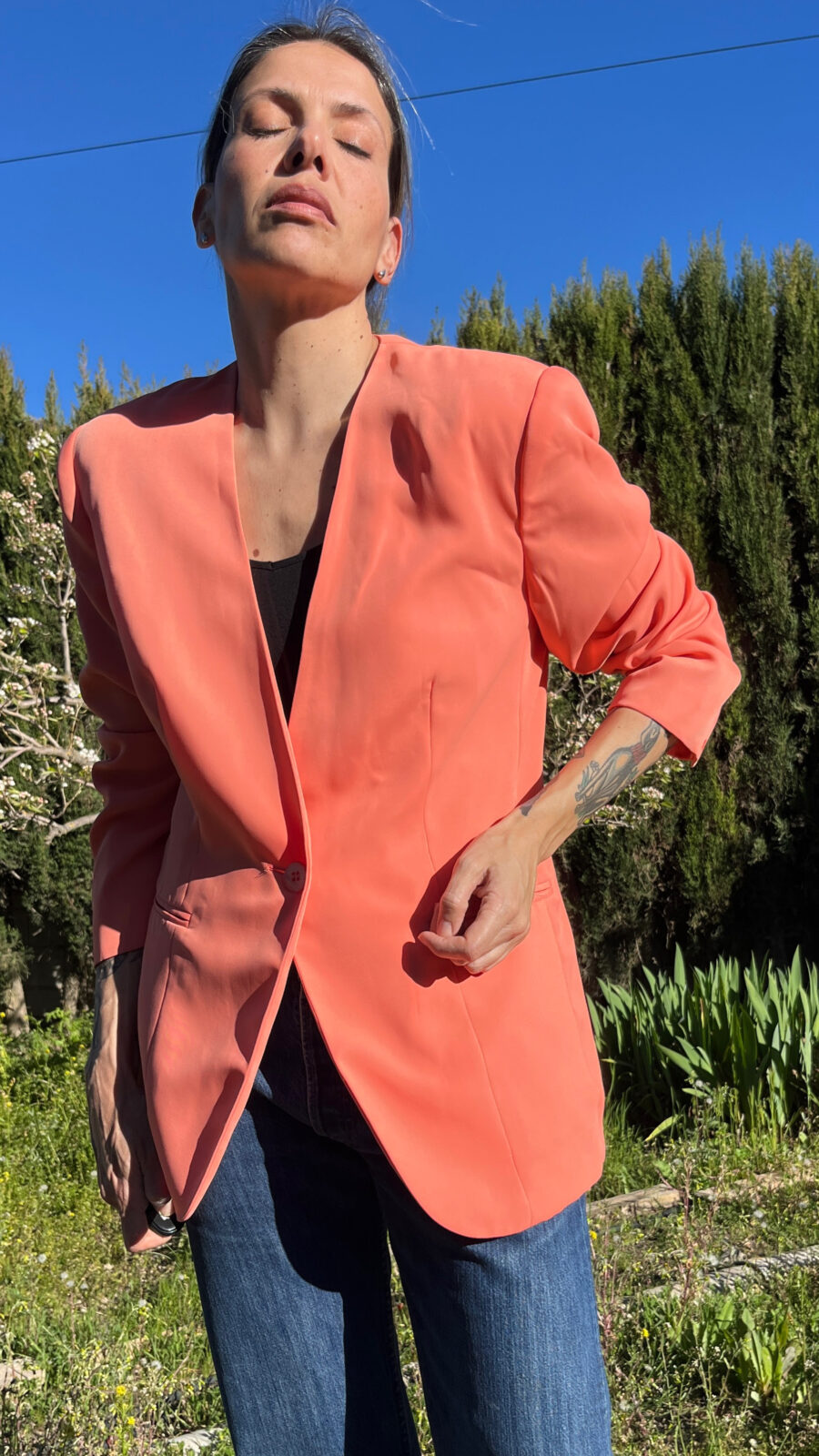 Blazer Vintage Coral Hecha a Mano - Imagen 11