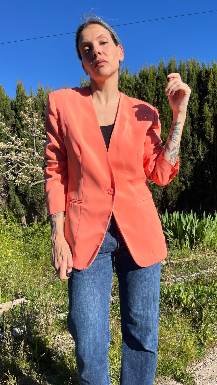 Blazer Vintage Coral Hecha a Mano - Imagen 10