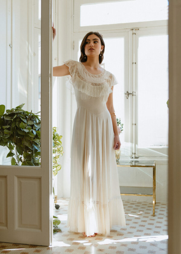 vestido novia antiguo seda encaje
