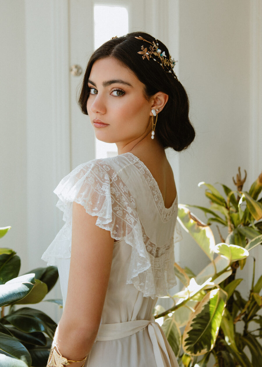 Vestido de Seda Natural con Encaje Valenciennes de Principios del S.XX "Nieves" - Imagen 7
