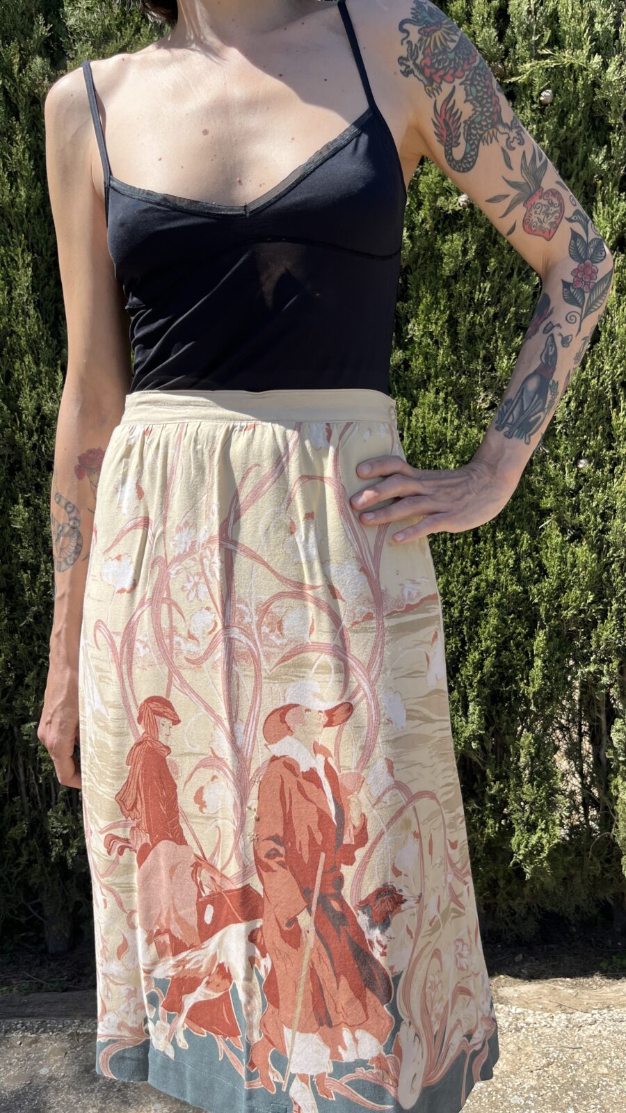 Falda Vintage Finales de los Años 70 estampado artístico - Imagen 2