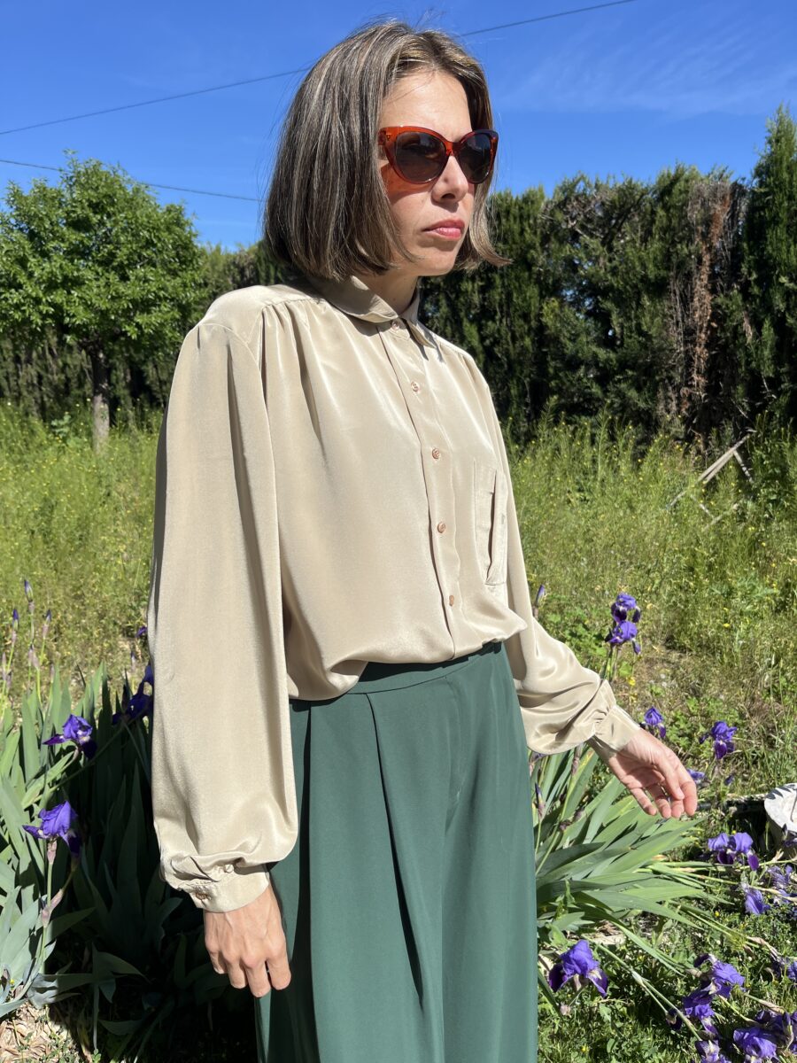Blusa Vintage de Seda Satinada de Nina Ricci París - Imagen 11