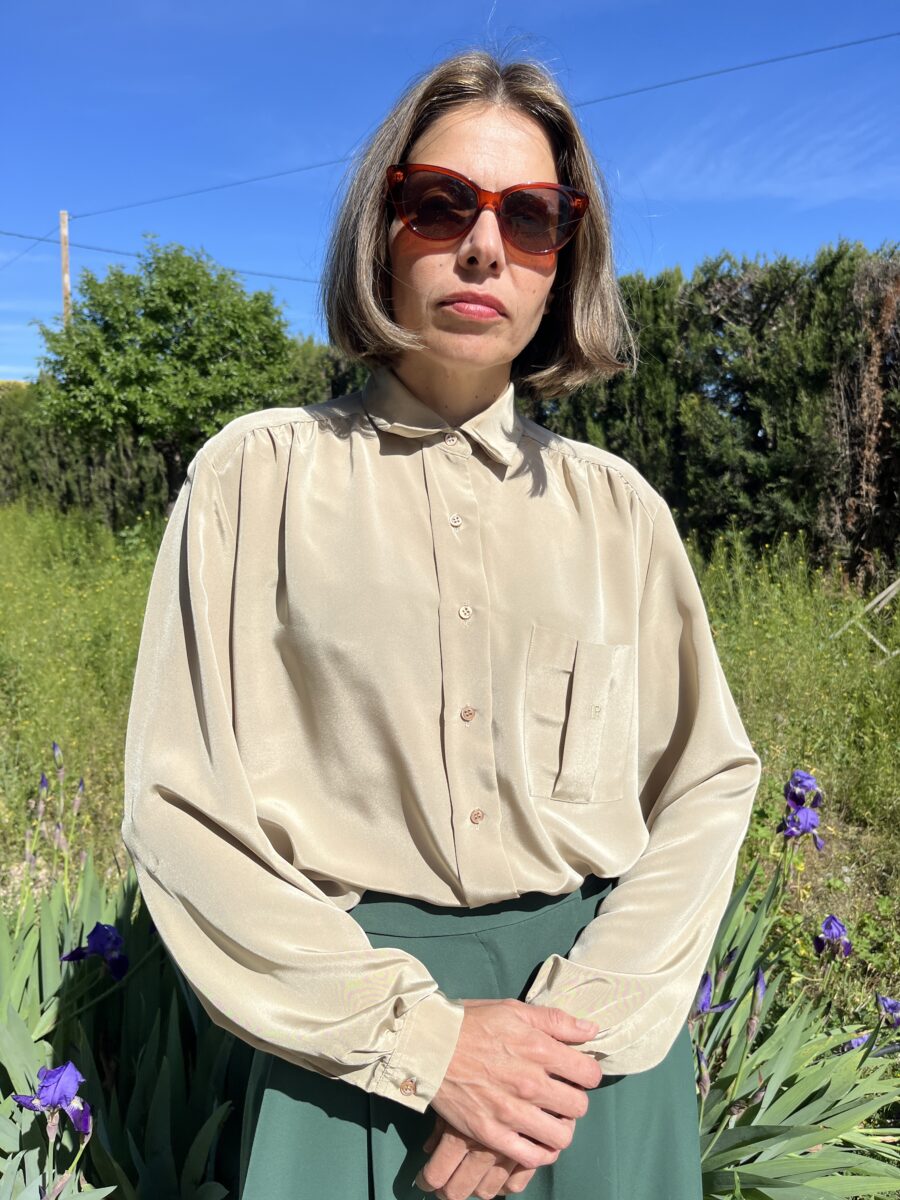 Blusa Vintage de Seda Satinada de Nina Ricci París - Imagen 8