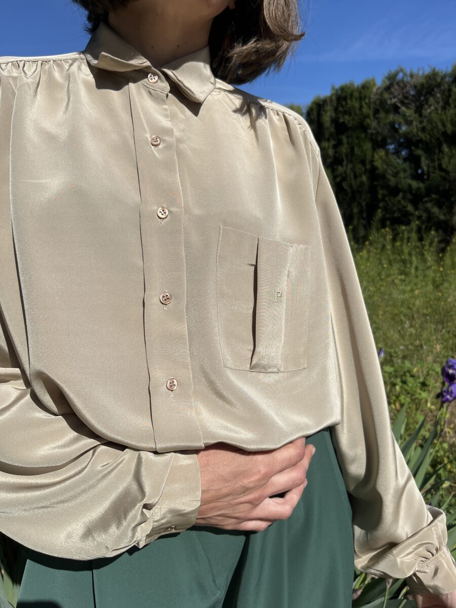 Blusa Vintage de Seda Satinada de Nina Ricci París - Imagen 5