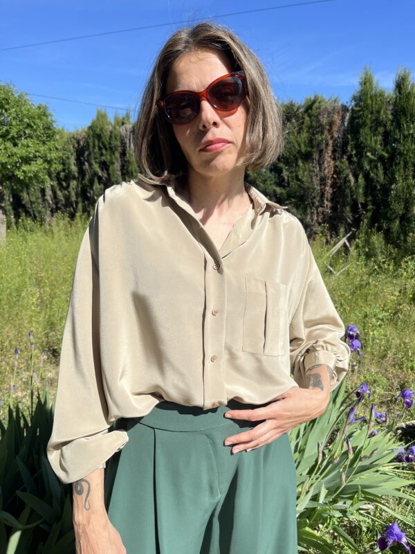 Blusa Vintage de Seda Satinada de Nina Ricci París