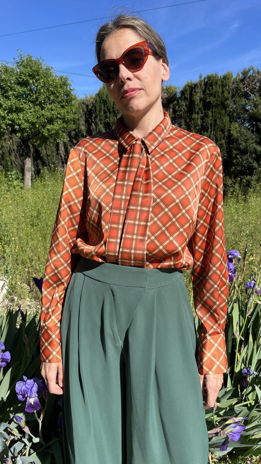 Camisa Vintage de Lazo con Estampado Cuadros - Imagen 8