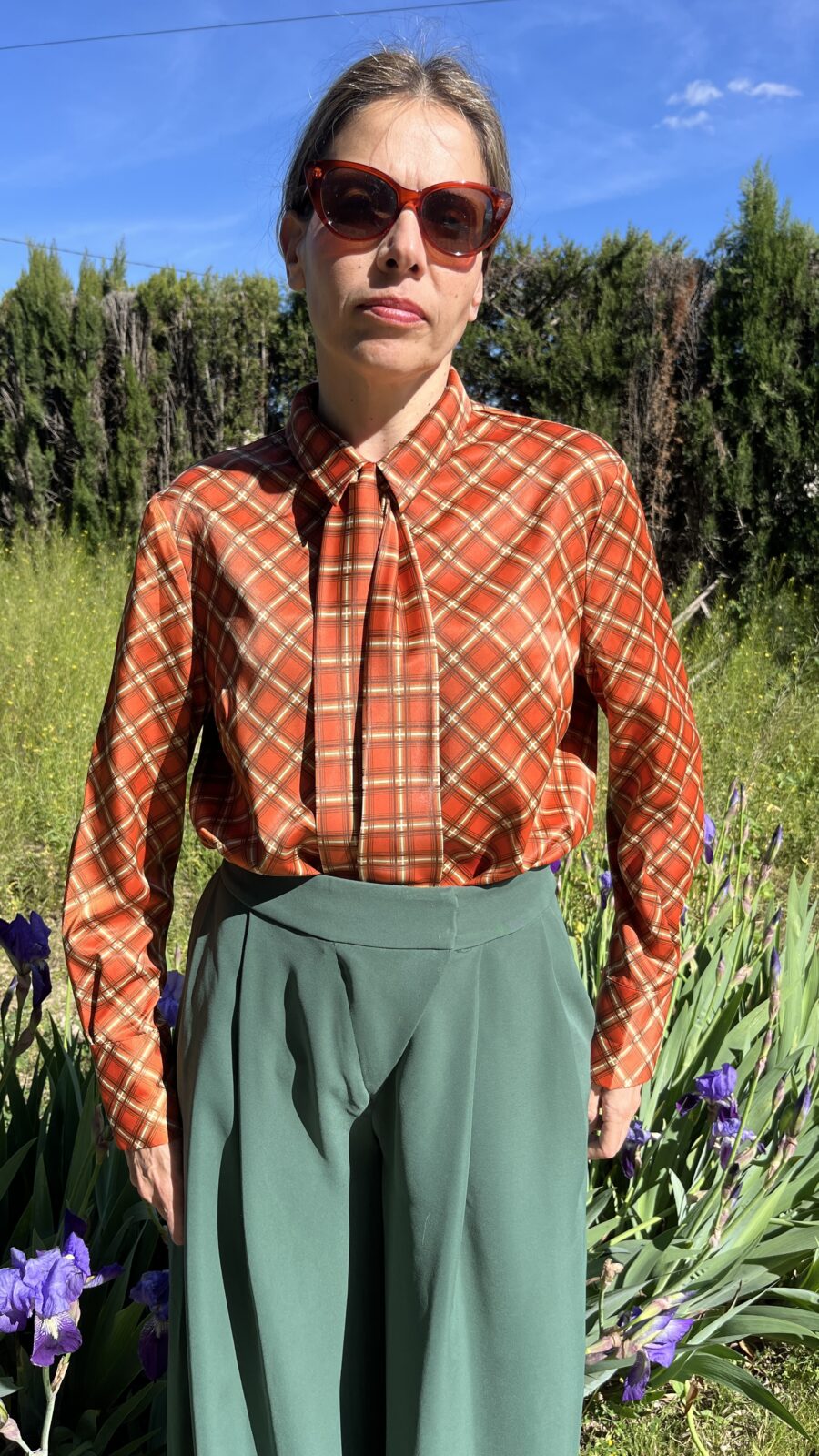 Camisa Vintage de Lazo con Estampado Cuadros - Imagen 10