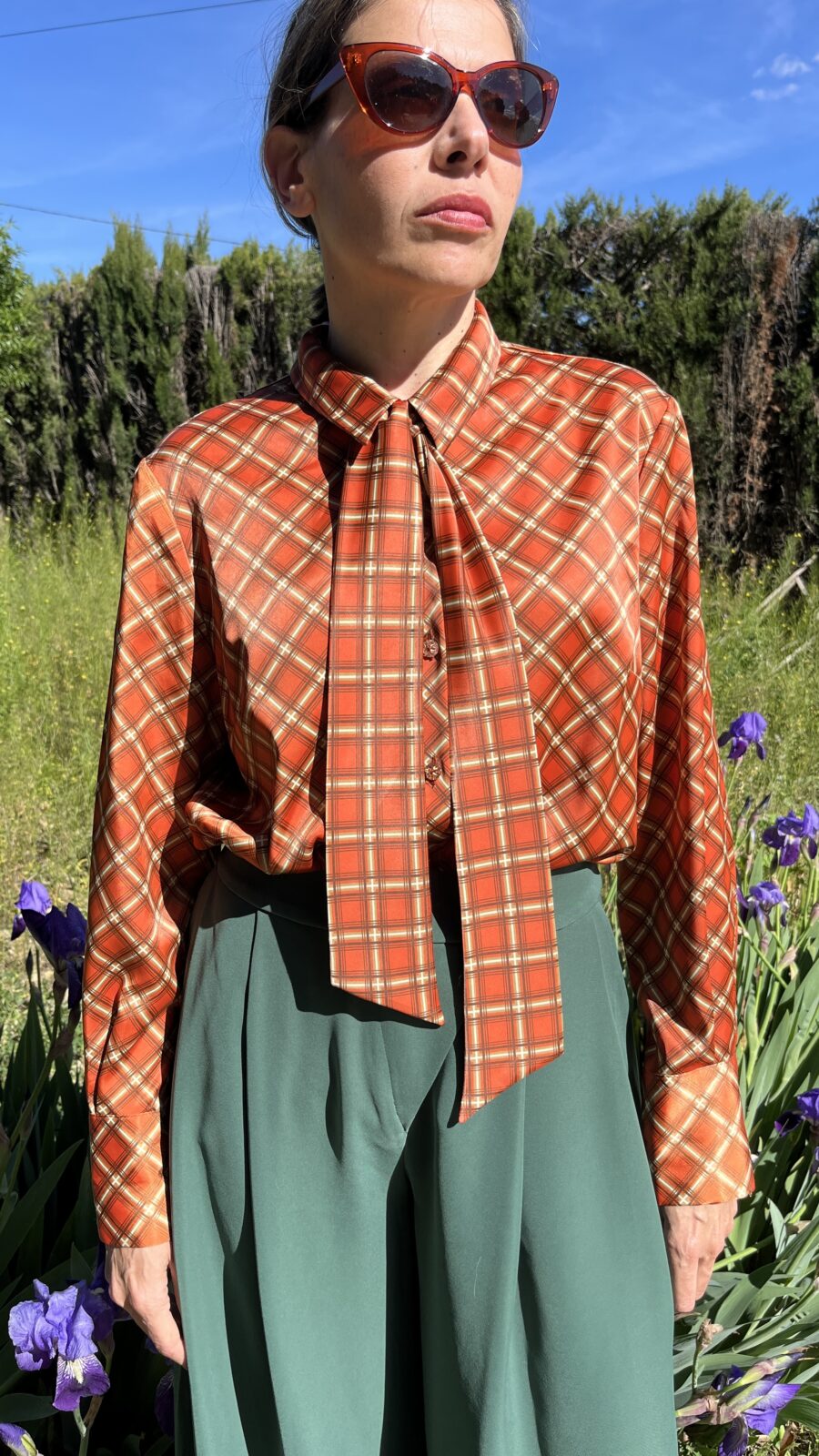 Camisa Vintage de Lazo con Estampado Cuadros - Imagen 6