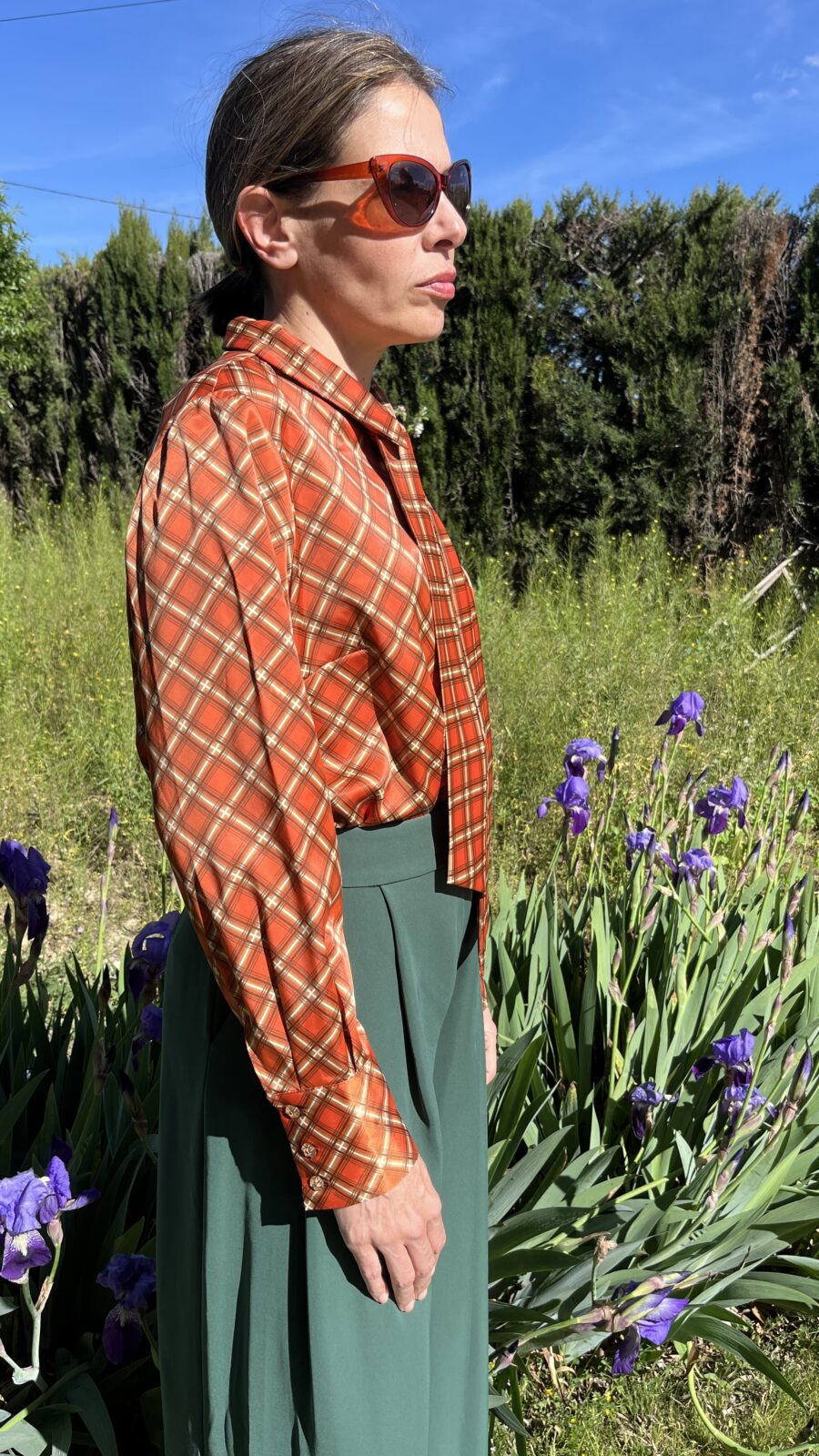 Camisa Vintage de Lazo con Estampado Cuadros - Imagen 11