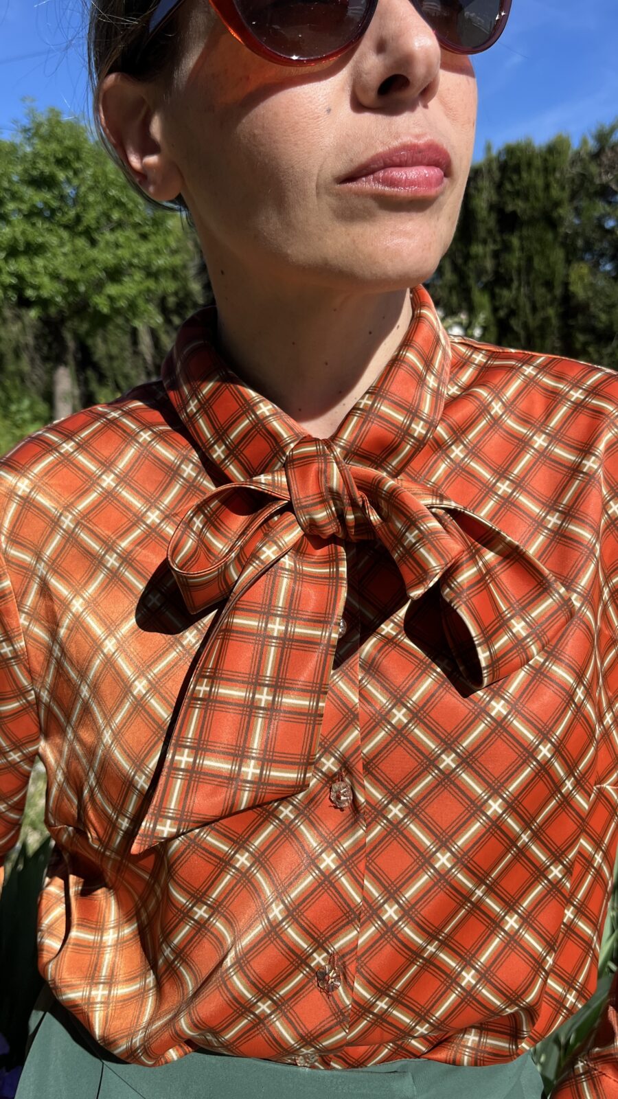 Camisa Vintage de Lazo con Estampado Cuadros - Imagen 7