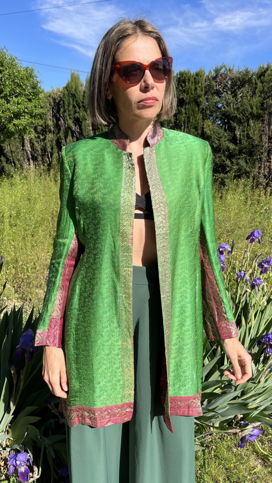 Chaqueta Reversible de Seda Hecha a Mano – Años 90 - Imagen 3