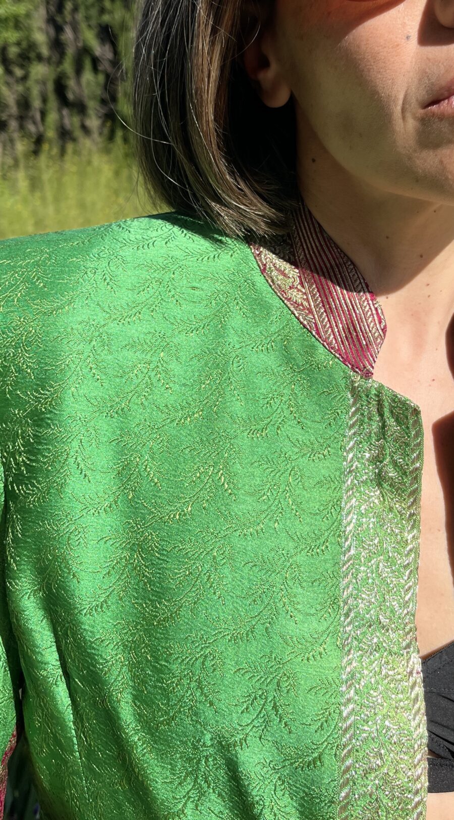 Chaqueta Reversible de Seda Hecha a Mano – Años 90 - Imagen 11