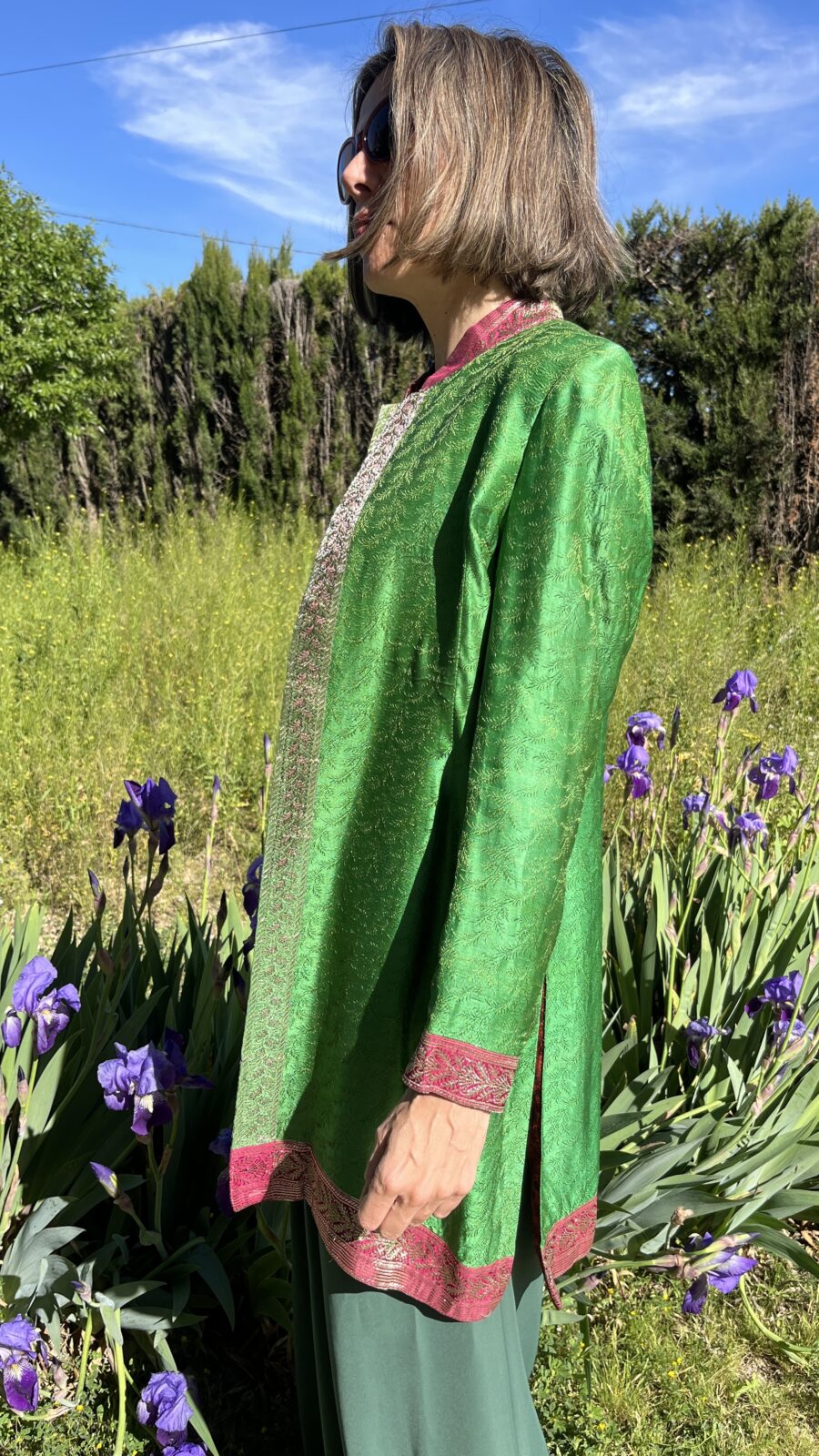 Chaqueta Reversible de Seda Hecha a Mano – Años 90 - Imagen 4