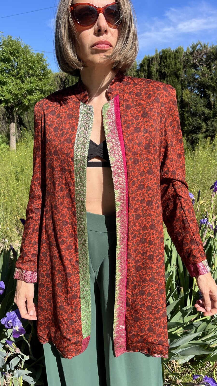 Chaqueta Reversible de Seda Hecha a Mano – Años 90 - Imagen 12
