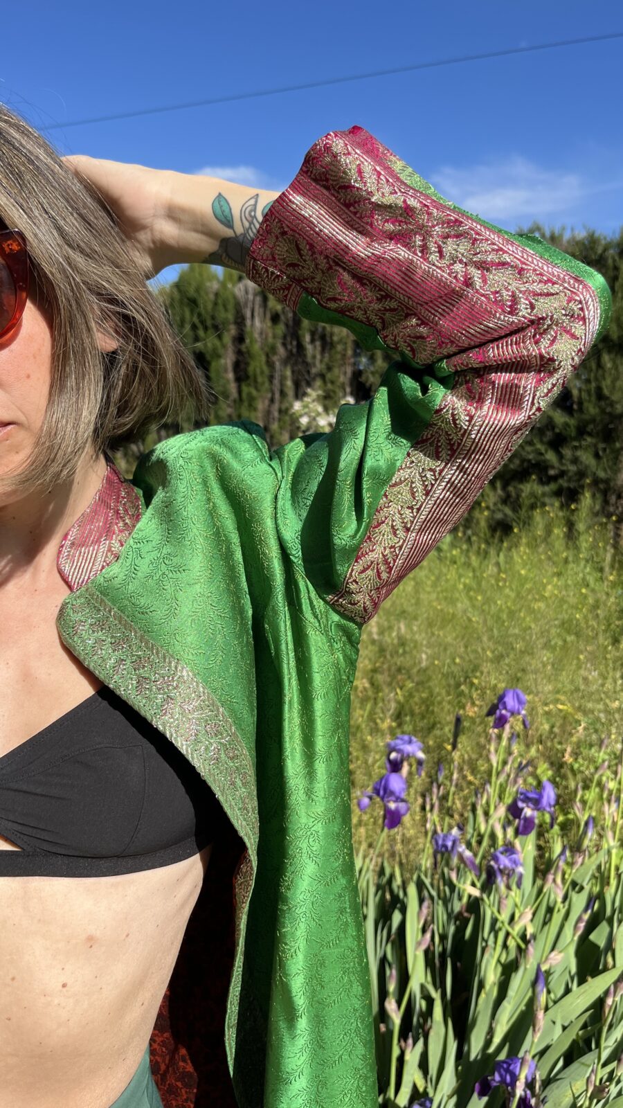 Chaqueta Reversible de Seda Hecha a Mano – Años 90 - Imagen 5