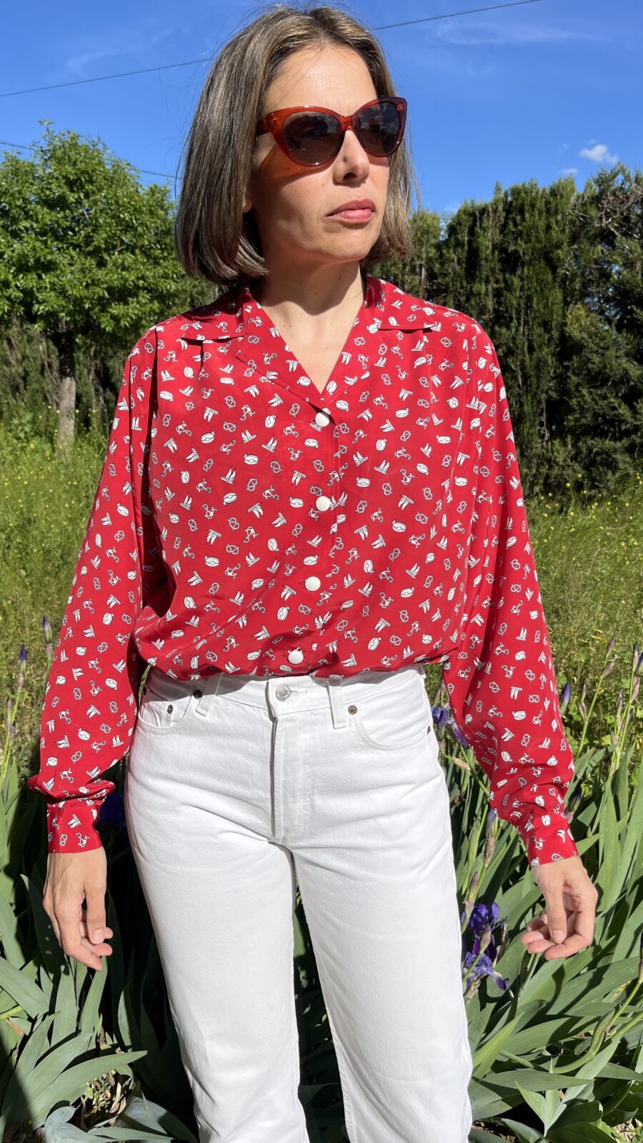 Camisa Vintage Años 80 de El Corte Inglés con Estampado Náutico y Deportivo - Imagen 4