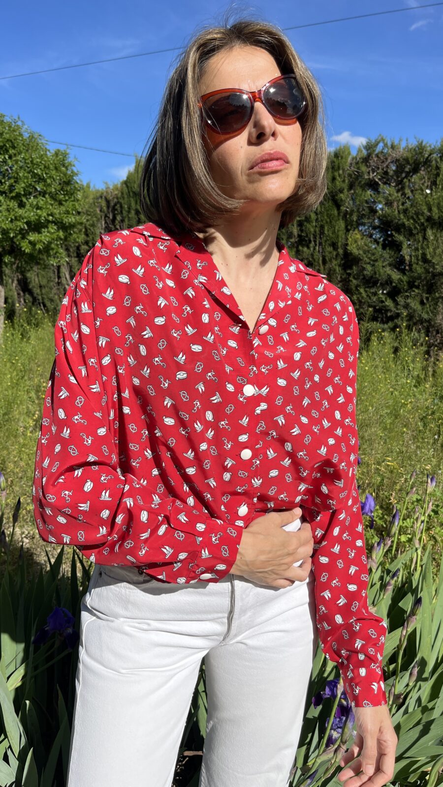 Camisa Vintage Años 80 de El Corte Inglés con Estampado Náutico y Deportivo - Imagen 3