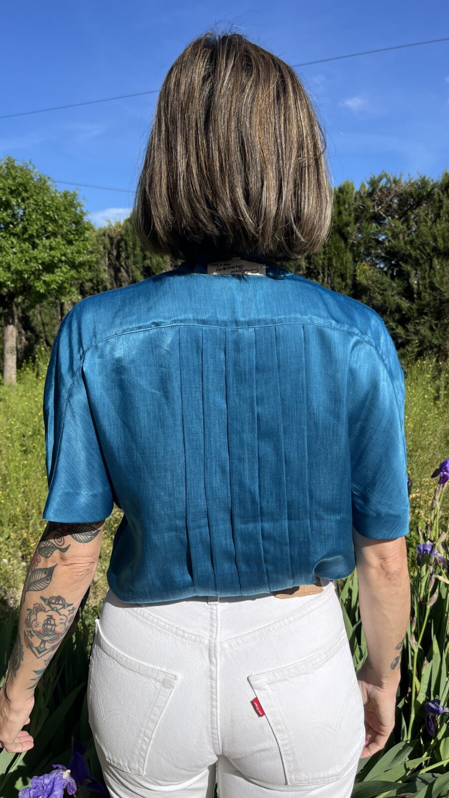 Camisa de Antonio Meneses en Tejido Iridiscente Azul (Finales de los Años 70) - Imagen 7