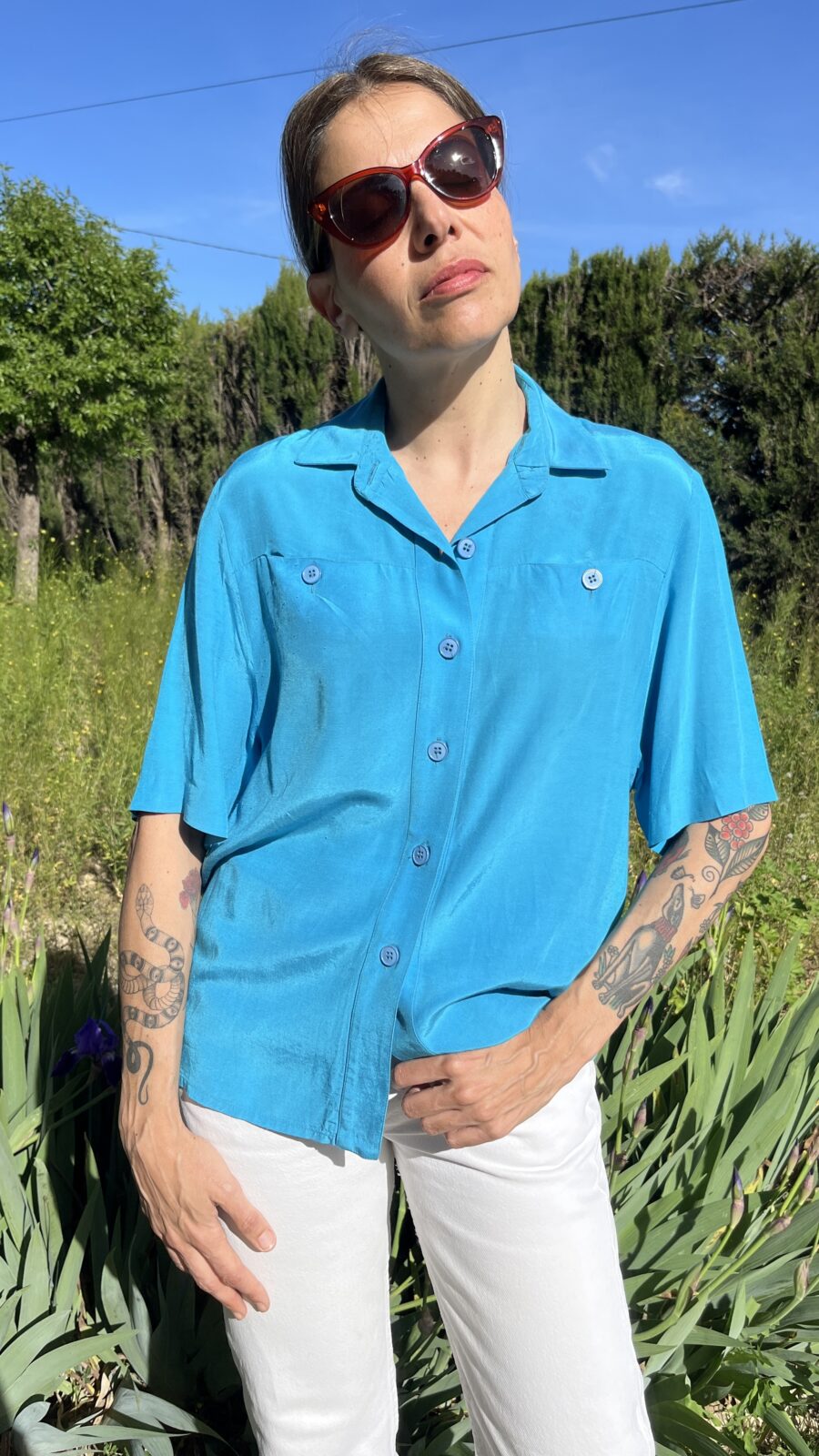 Camisa Vintage Turquesa de Alta Costura S.L. Barcelona - Imagen 6