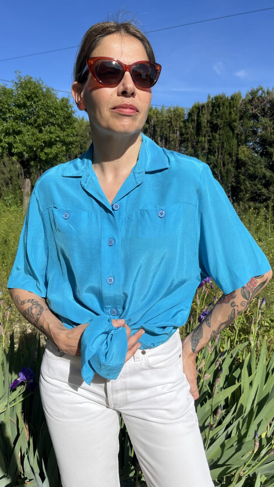 Camisa Vintage Turquesa de Alta Costura S.L. Barcelona - Imagen 4