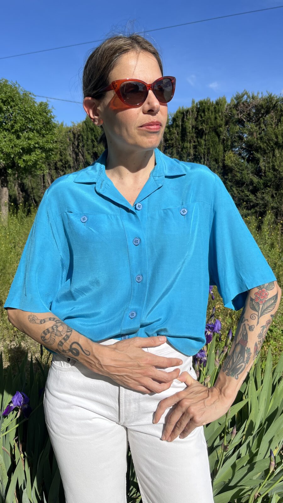 Camisa Vintage Turquesa de Alta Costura S.L. Barcelona - Imagen 5