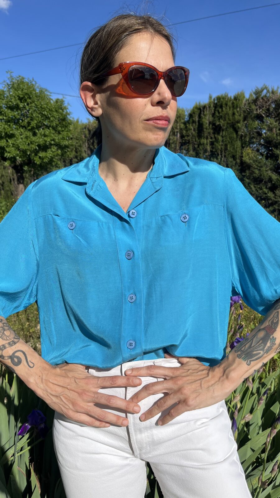 Camisa Vintage Turquesa de Alta Costura S.L. Barcelona - Imagen 3