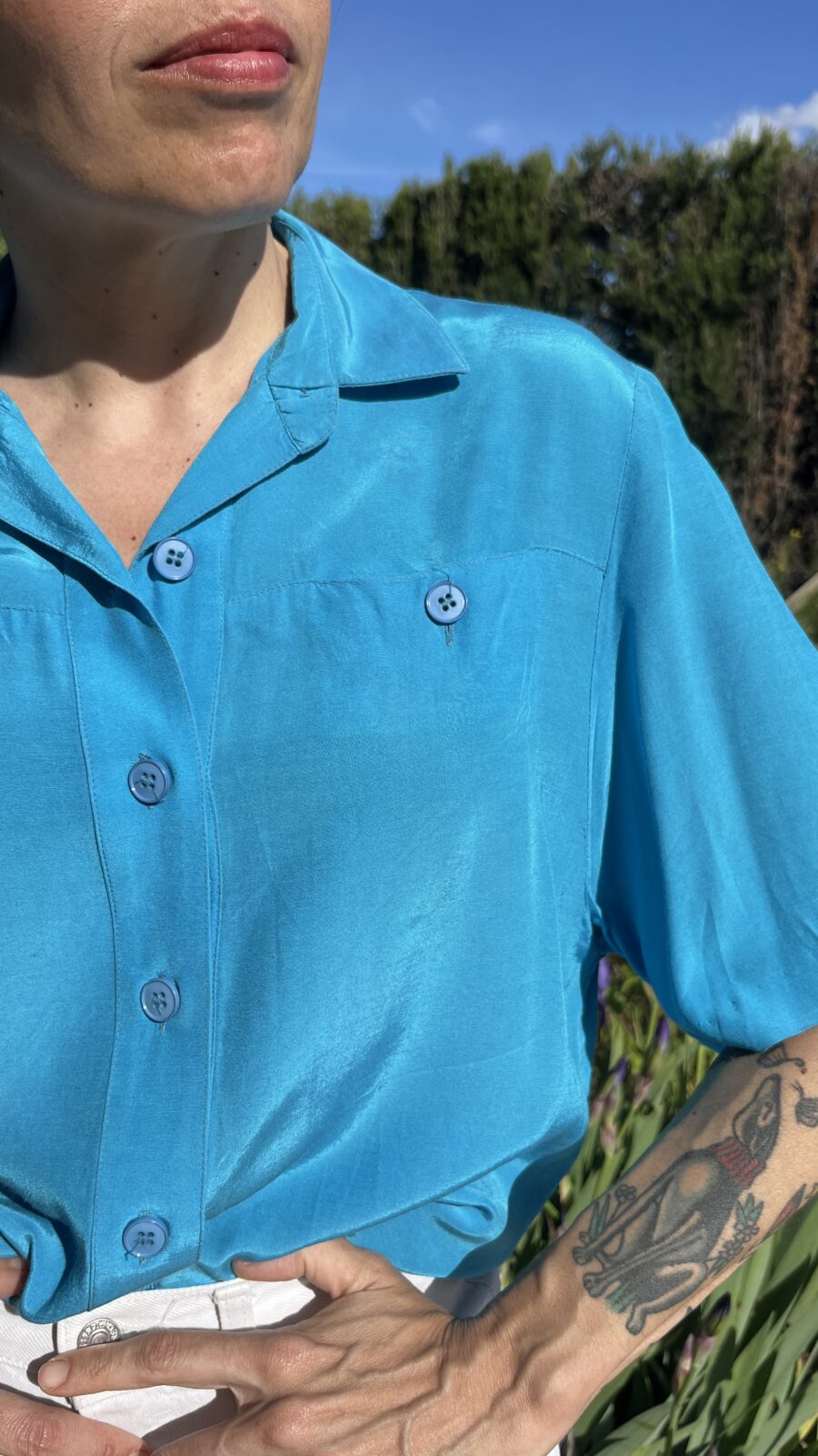 Camisa Vintage Turquesa de Alta Costura S.L. Barcelona - Imagen 2