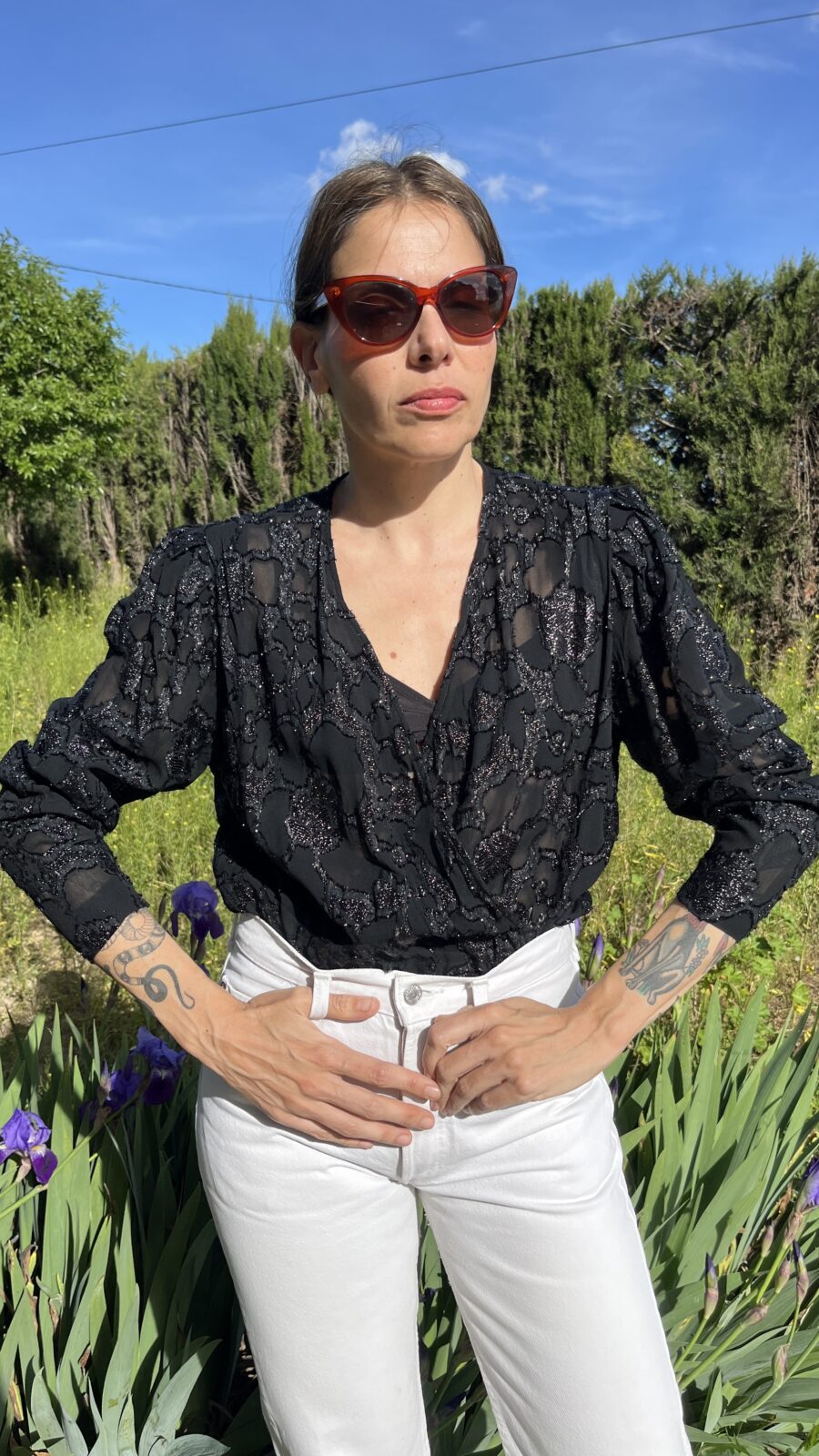 Blusa Vintage Negra con Bordados Lurex de Priscille (El Corte Inglés) - Imagen 12