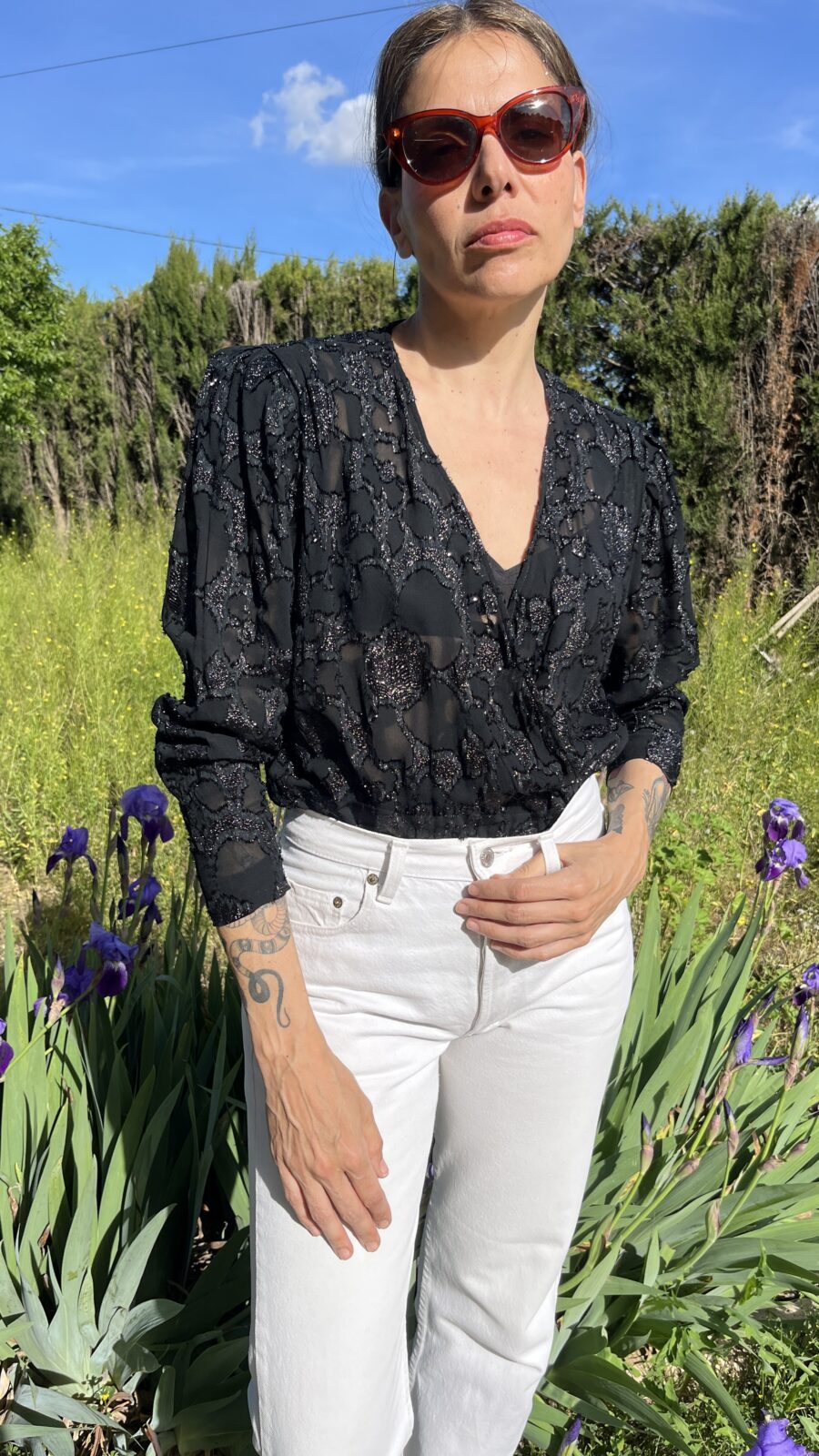 Blusa Vintage Negra con Bordados Lurex de Priscille (El Corte Inglés) - Imagen 14