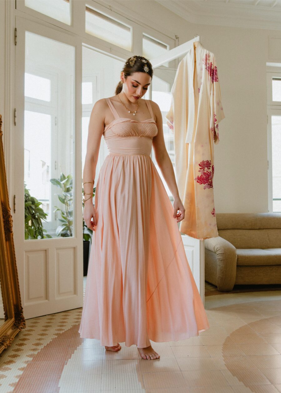 Vestido Lencero "Teodora" de Sedina Rosa Empolvado de Principios del S.XX - Imagen 3