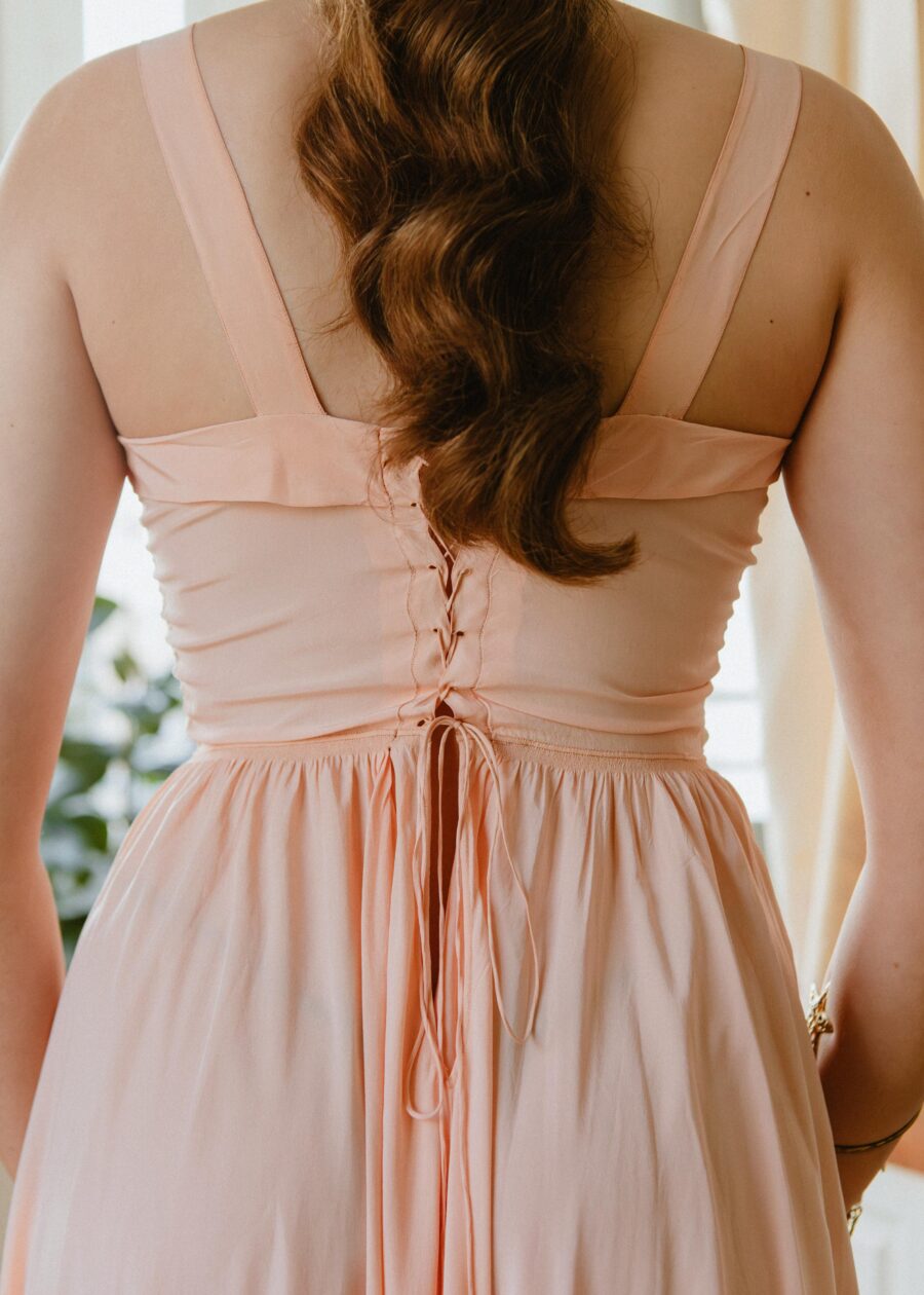 Vestido Lencero "Teodora" de Sedina Rosa Empolvado de Principios del S.XX - Imagen 6