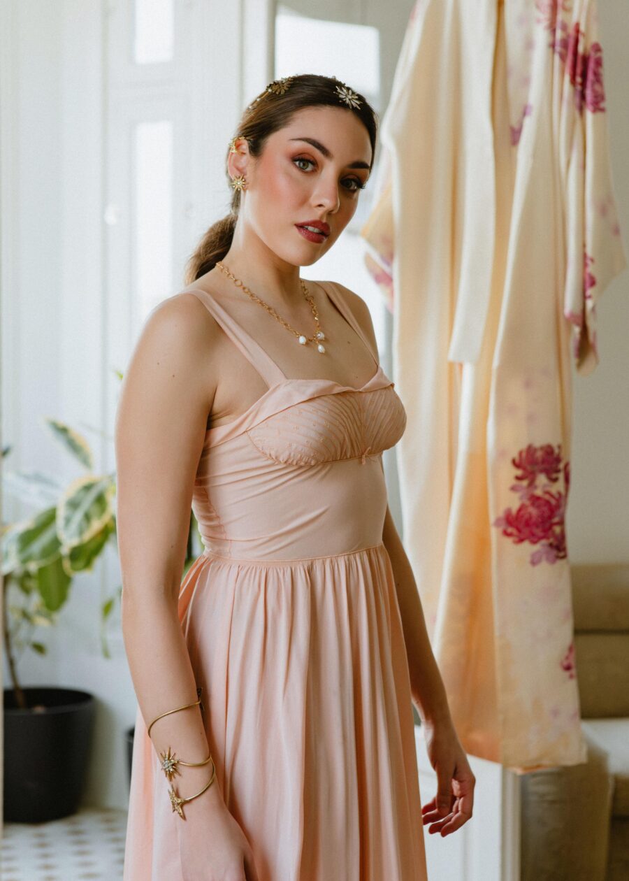 Vestido Lencero "Teodora" de Sedina Rosa Empolvado de Principios del S.XX - Imagen 4