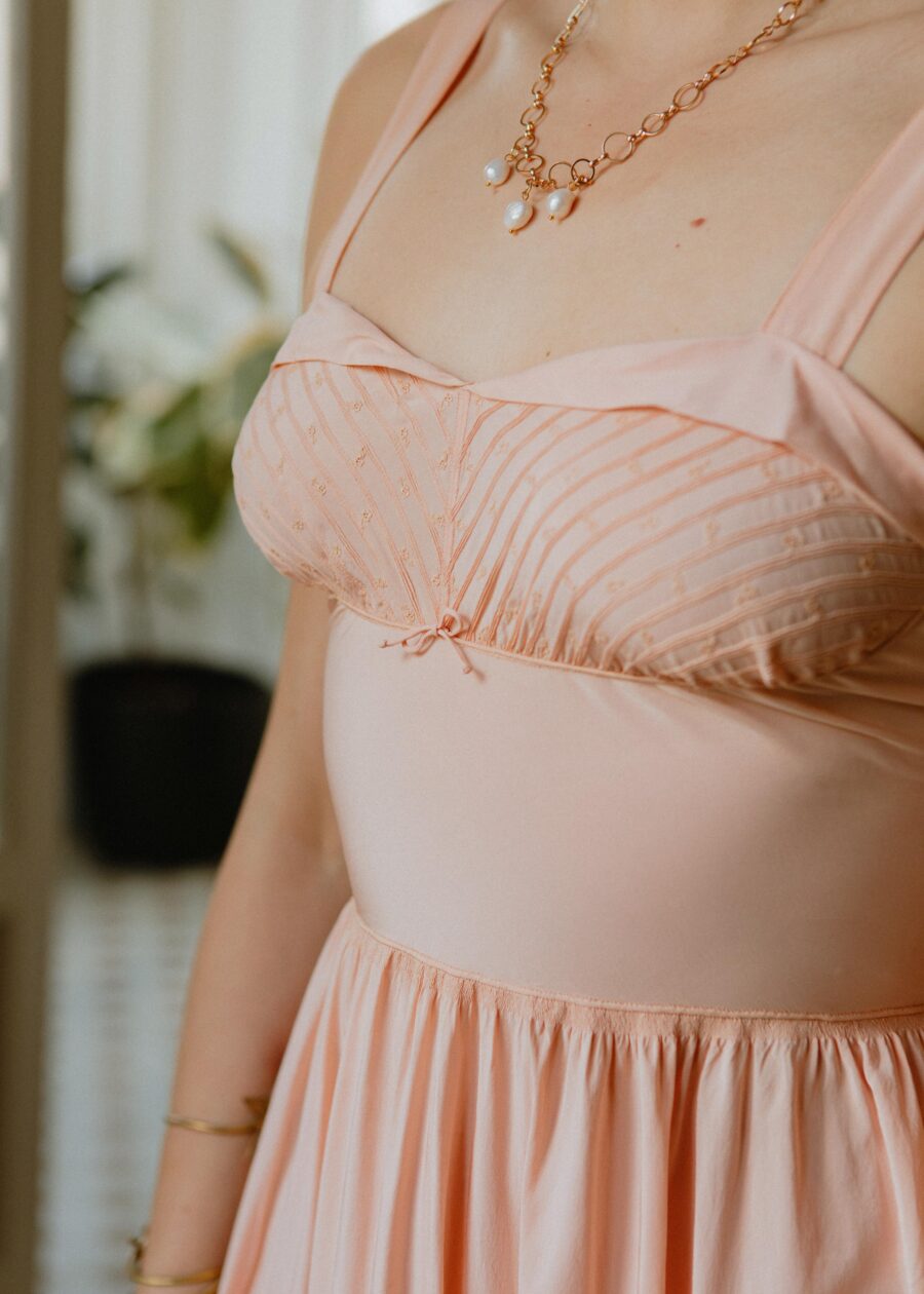 Vestido Lencero "Teodora" de Sedina Rosa Empolvado de Principios del S.XX - Imagen 9