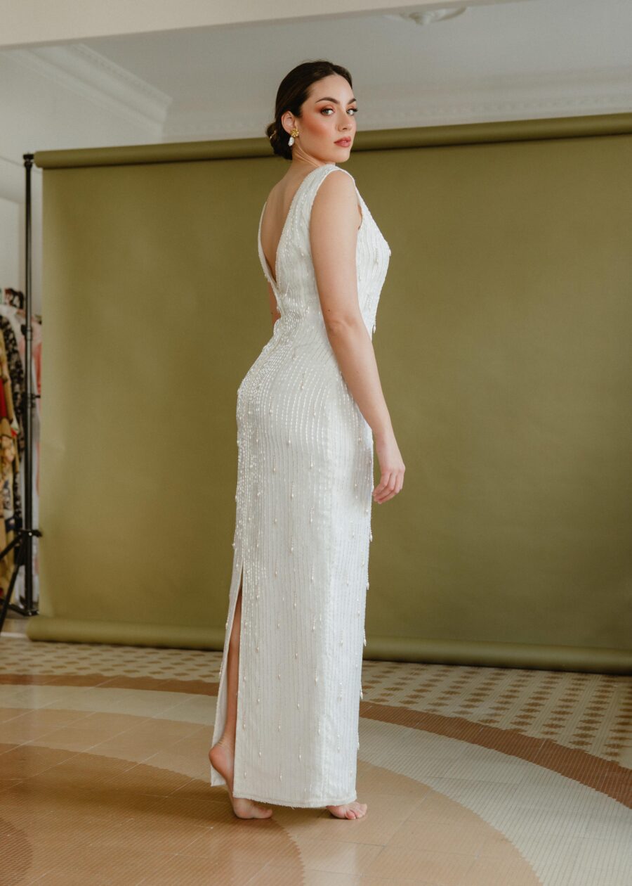 Vestido de Novia Vintage Años 90 "Lola" con Bordado de Lentejuelas y Perlas - Imagen 11