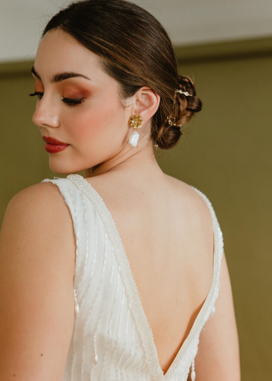 Vestido de Novia Vintage Años 90 "Lola" con Bordado de Lentejuelas y Perlas - Imagen 12