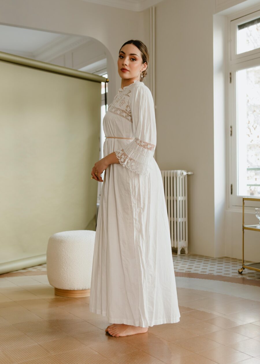Vestido Lencero "Engracia" de Algodón con Encajes de Principios del Siglo XX - Imagen 5