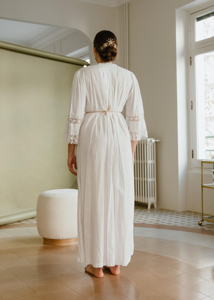 Vestido Lencero "Engracia" de Algodón con Encajes de Principios del Siglo XX - Imagen 10