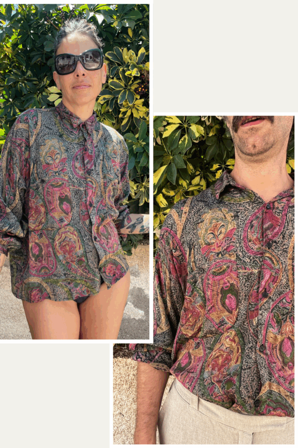 Camisa Vintage de Viscosa con Estampado Cachemira Multicolor