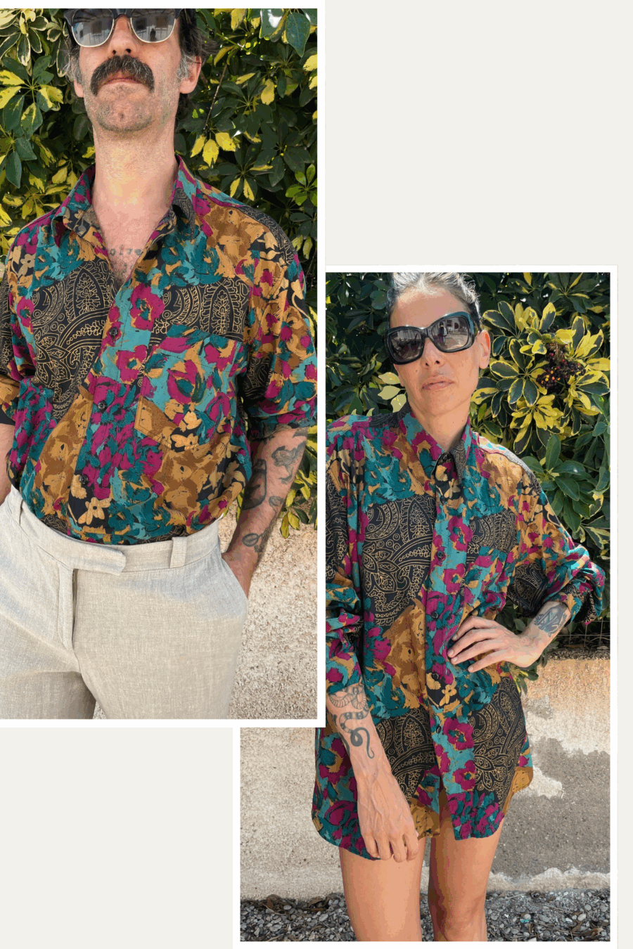 Camisa Vintage “Mango” Años 90 con Estampado Floral y Paisley