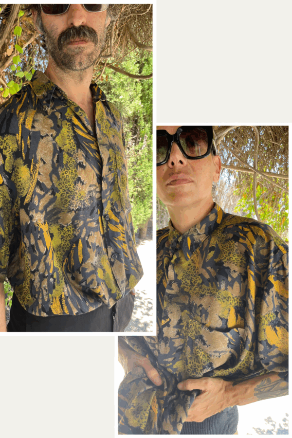 Camisa Vintage con Estampado Animal Print en Tonos Tierra