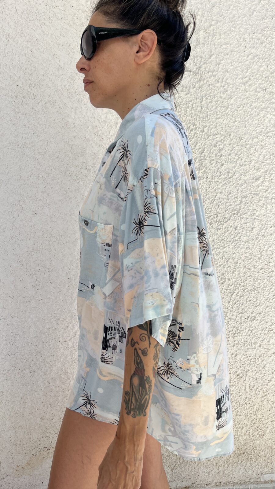 Camisa Vintage Años 80 de Viscosa con Estampado Costero - Imagen 7